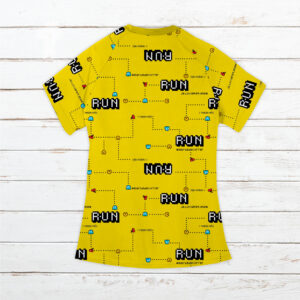 Camiseta técnica mujer comecocos amarillo trasero