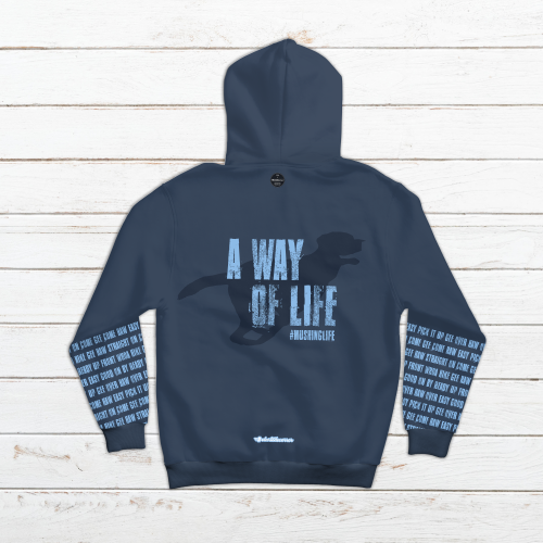 Sudadera unisex con capucha #Mushing azul - Imagen 2