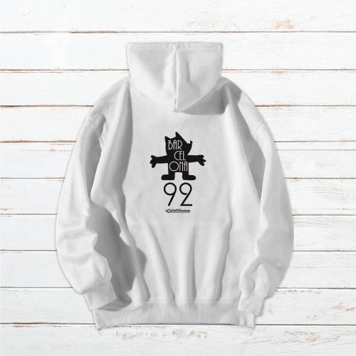 Sudadera unisex con capucha Conmemorativa #Bcn92 blanca - Imagen 2