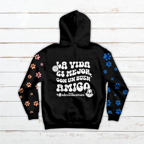 Sudadera unisex con capucha #HuellasPerrunas - Imagen 2