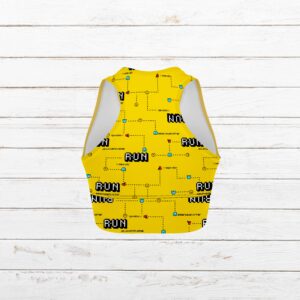 Top camiseta elástica comecocos amarillo mujer trasero