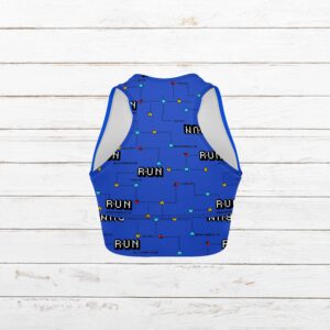 Top camiseta elástica comecocos azul mujer trasero