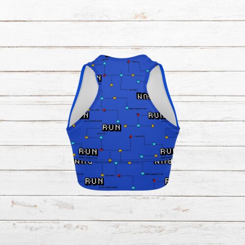 Top camiseta elástica comecocos azul mujer trasero