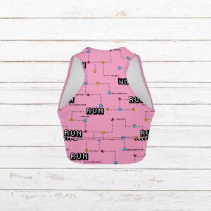 Top camiseta elástica comecocos rosa mujer trasero