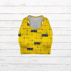 Top camiseta elástica comecocos amarillo mujer delantero