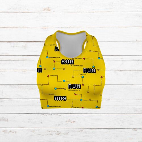 Top camiseta elástica comecocos amarillo mujer delantero