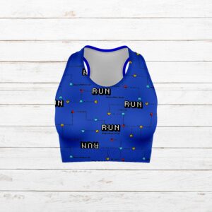 Top camiseta elástica comecocos azul mujer delantero