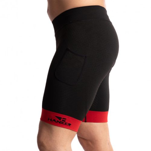 Malla corta compresiva Pog unisex negra logo Hanker-Sports en negro.